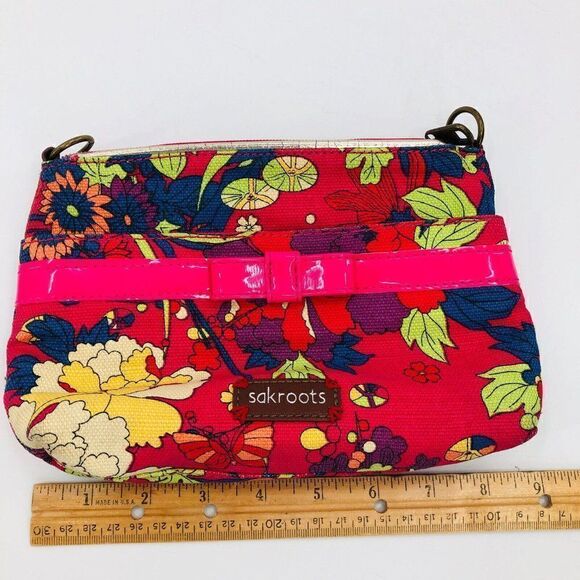 Sakroots Mini Crossbody Purse Bag Peace Campus Mini Pink Bow - missing strap - Picture 5 of 6